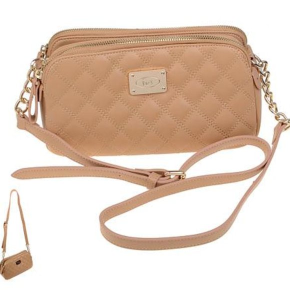 IN's Handbags - Double compartment diamond Quilted crossbody bag